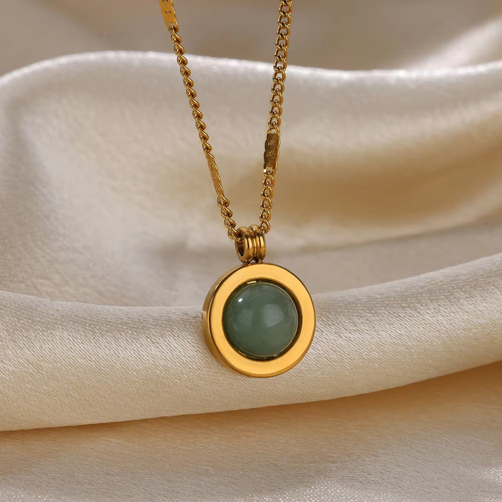 Oval Cat's Eye Pendant Titanium Steel Necklace – Unique Niche Jewelry