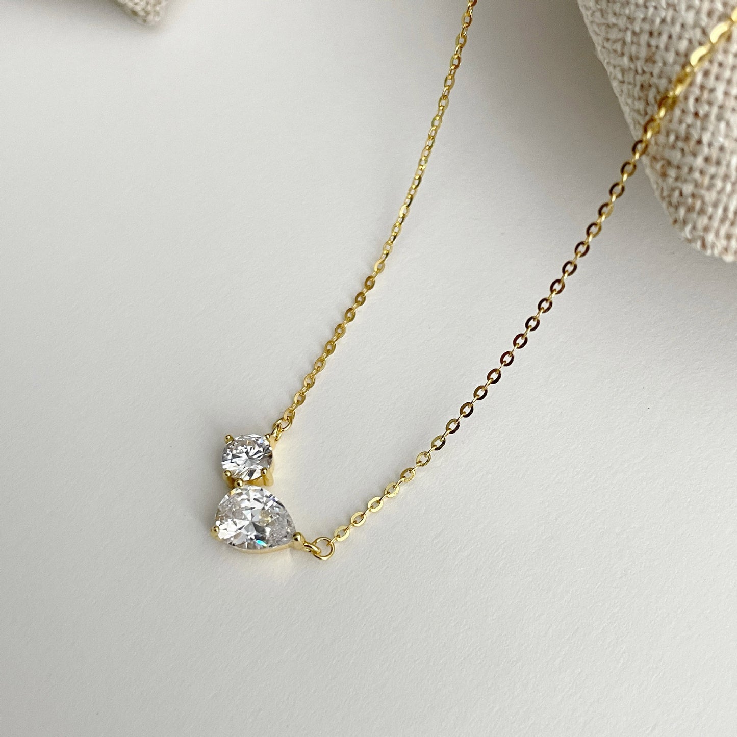 Women's S925 Sterling Silver Water Drop Rhinestone Necklace