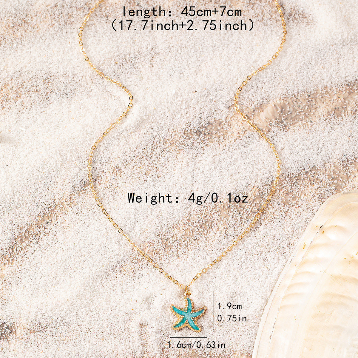 All-Match Dripping Starfish Pendant Necklace – Great For An Evening On The Lake Or At The Beach.