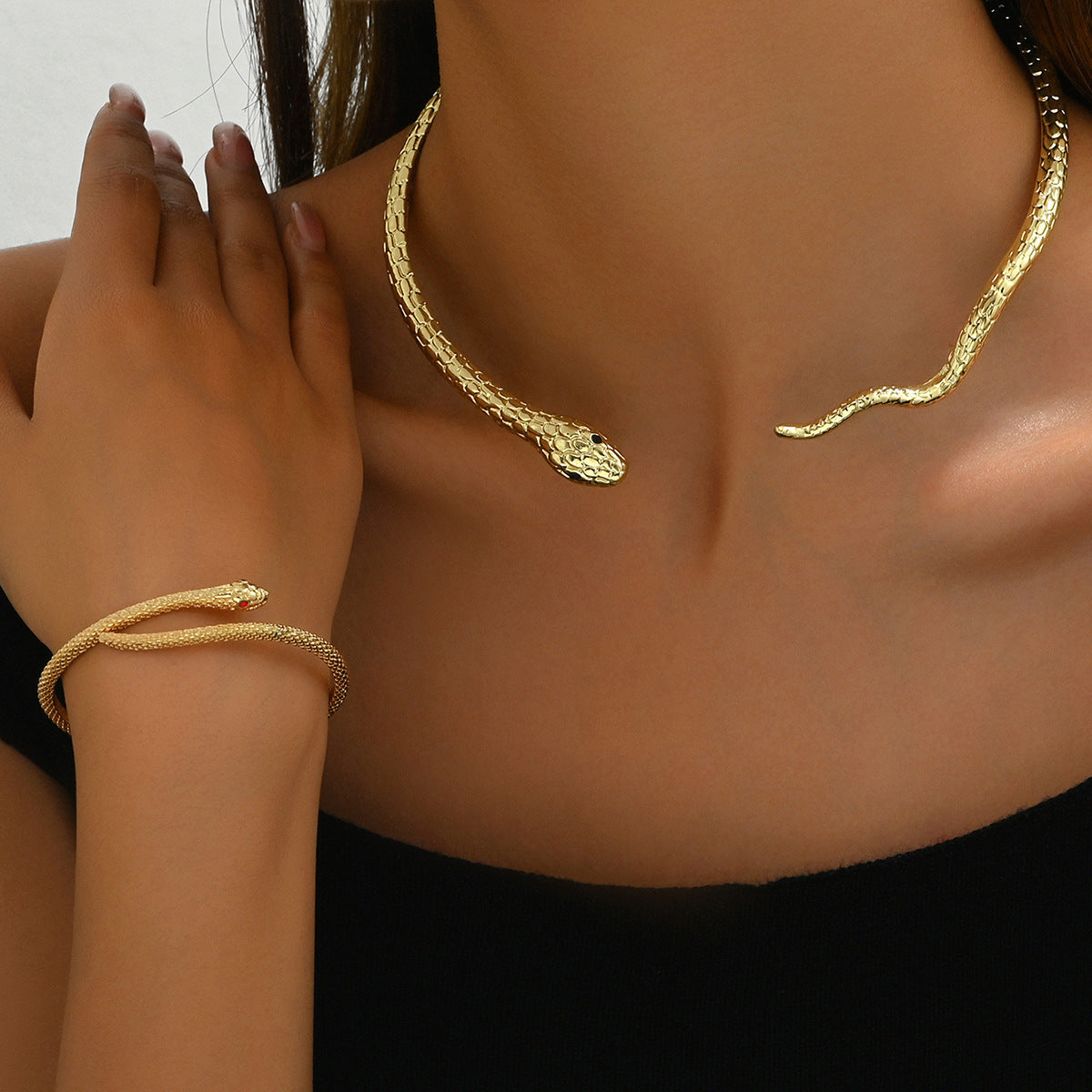 Simple Spirit Snake Necklace & Bracelet Set for Women