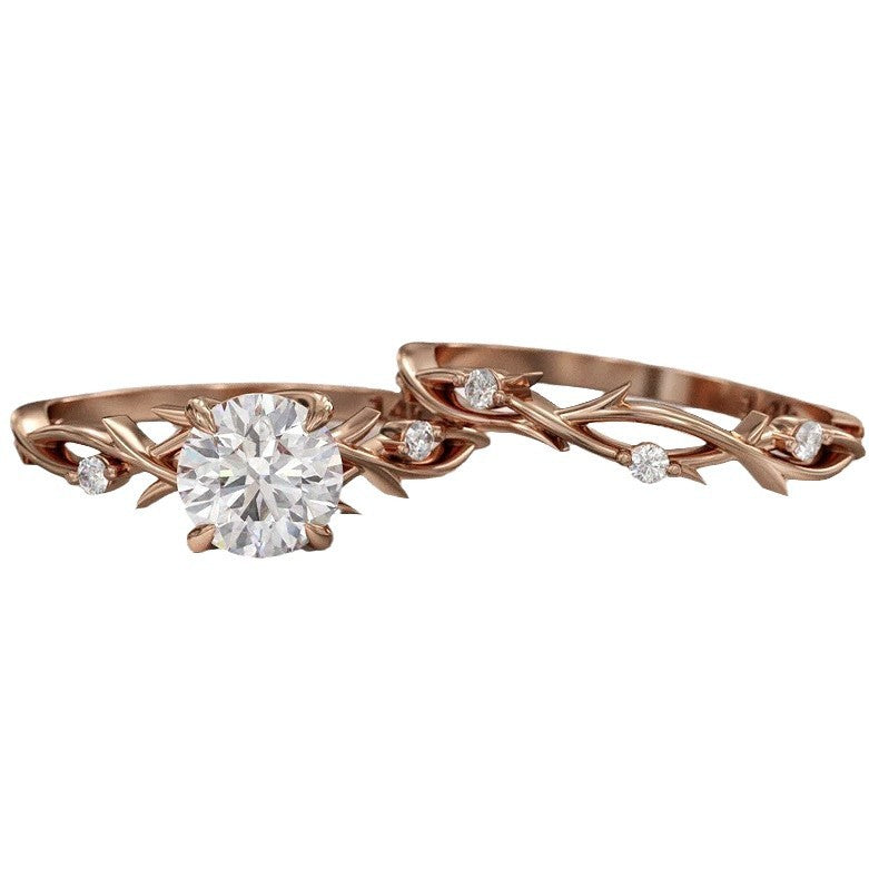Lianzhi Inspired Zircon Proposal Ring – Elegant Rose Gold Geometry