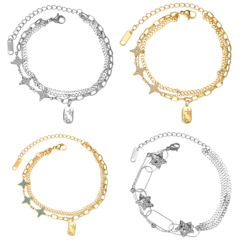 Light Luxury Retro Stainless Steel Pendant Bracelet