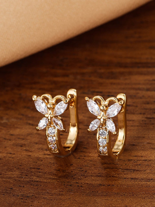 Vintage Butterfly Zircon Ear Clip Earrings
