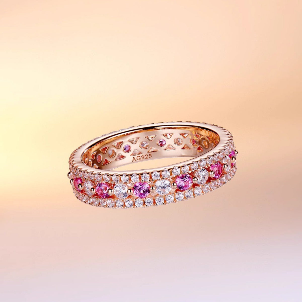 Women's Row Diamond White Stone Ring