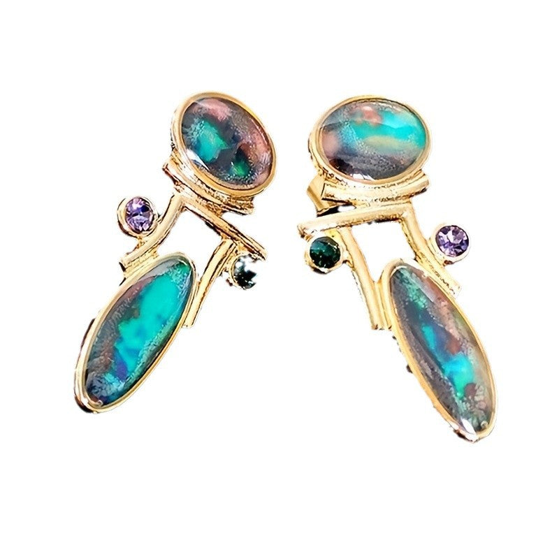 Vintage Pearl Enamel Drop Earrings for Women