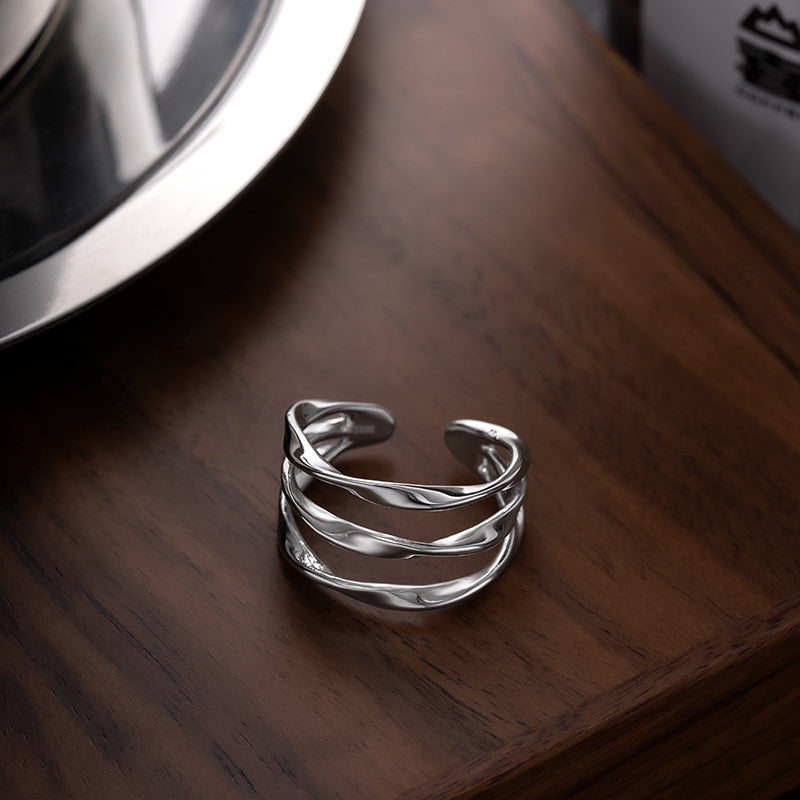 Geometric Simplicity Special-interest Design Wave Lines Female Ring