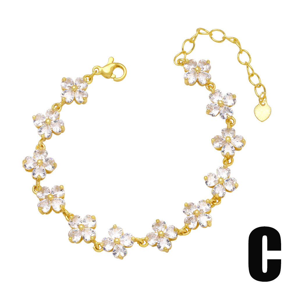 Fashion Bracelet Simple Zircon Flower Cold Style
