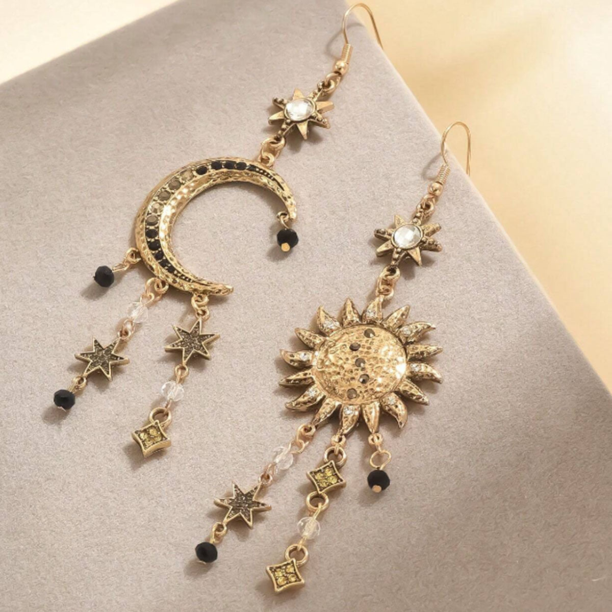 Long Sun & Moon Earrings for Women – Retro Style Jewelry
