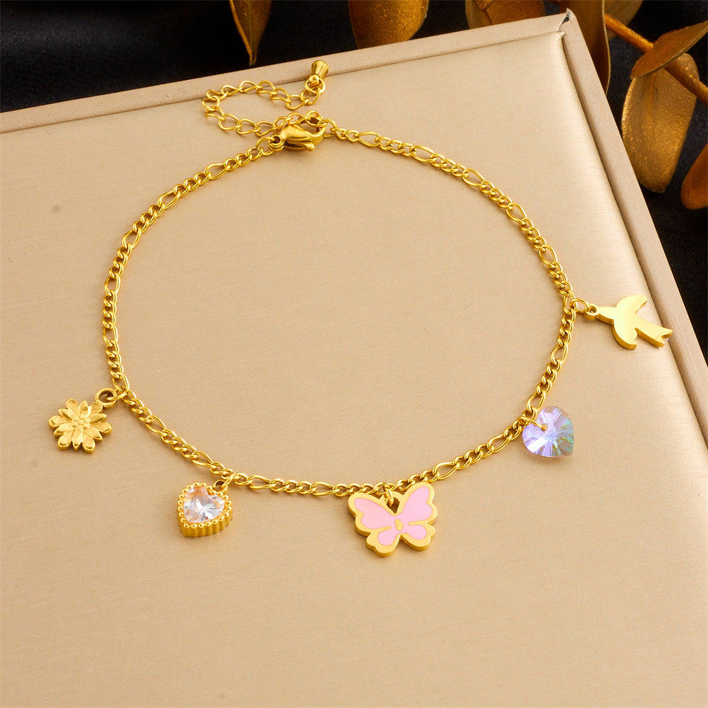 Beach Style Colorful Rhinestone Anklet