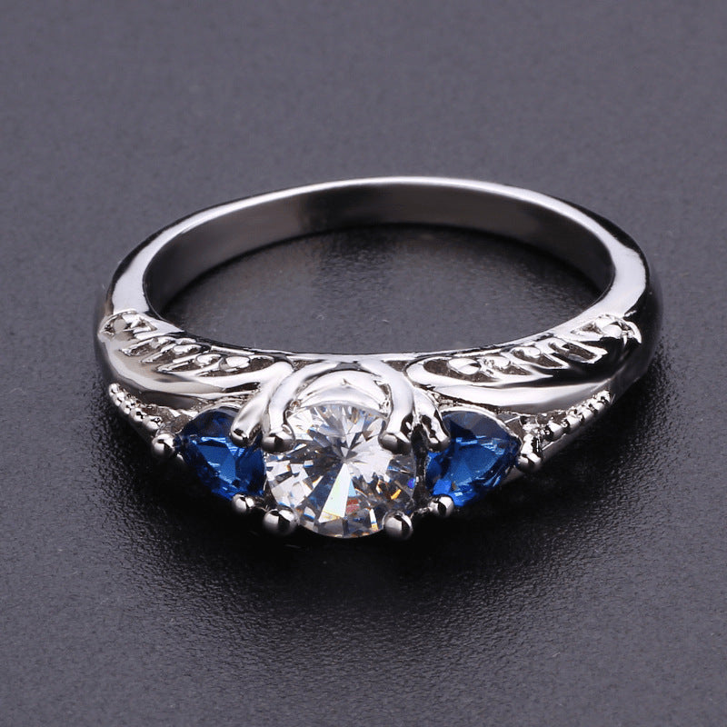 European & American Sapphire Engagement Ring – British Retro Geometry