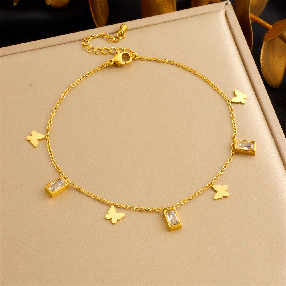 Beach Style Colorful Rhinestone Anklet