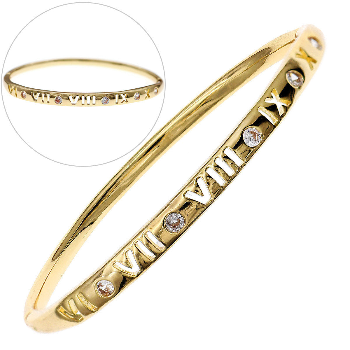 Non-Fading Copper Bracelet with Inlaid Zircon Buckle — Women’s Jewelry