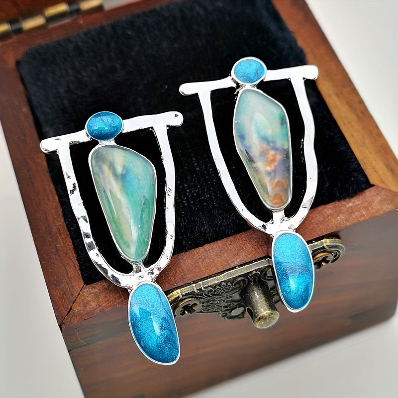Vintage Pearl Enamel Drop Earrings for Women