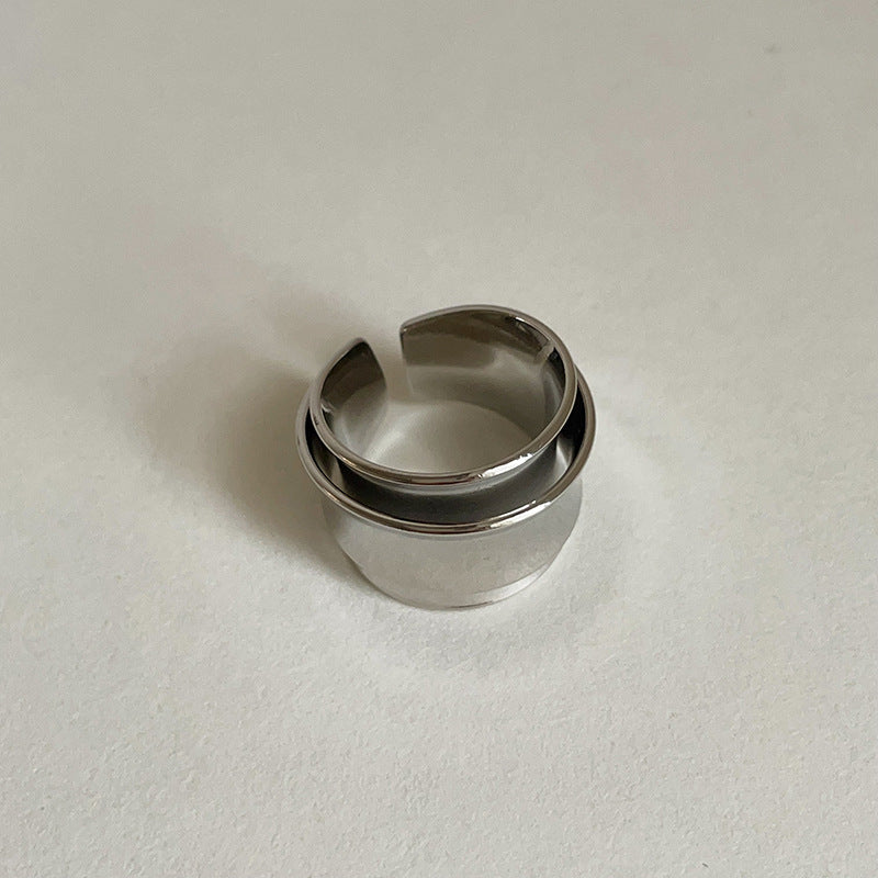 Maillard Style Double-Layer Open Ring – Chocolate Drip Enamel Metal Design