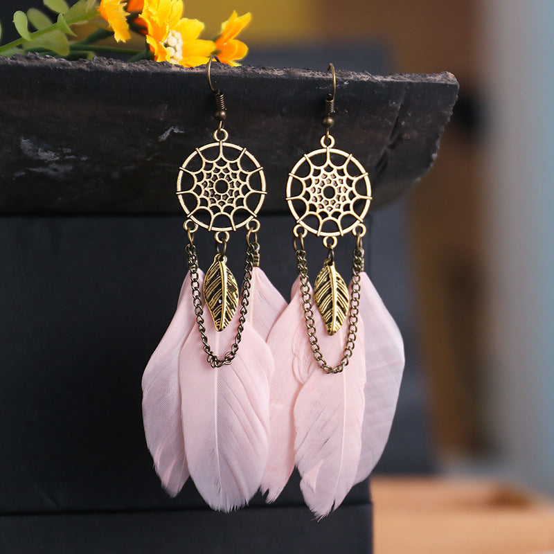 Creative Retro Dream catcher Feather Earrings – Boho Fashion Jewelry