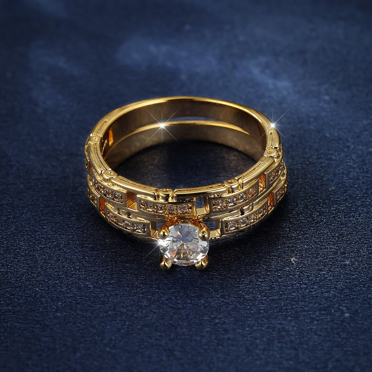 Golden Four-Claw Round Drill Chain Ring Set