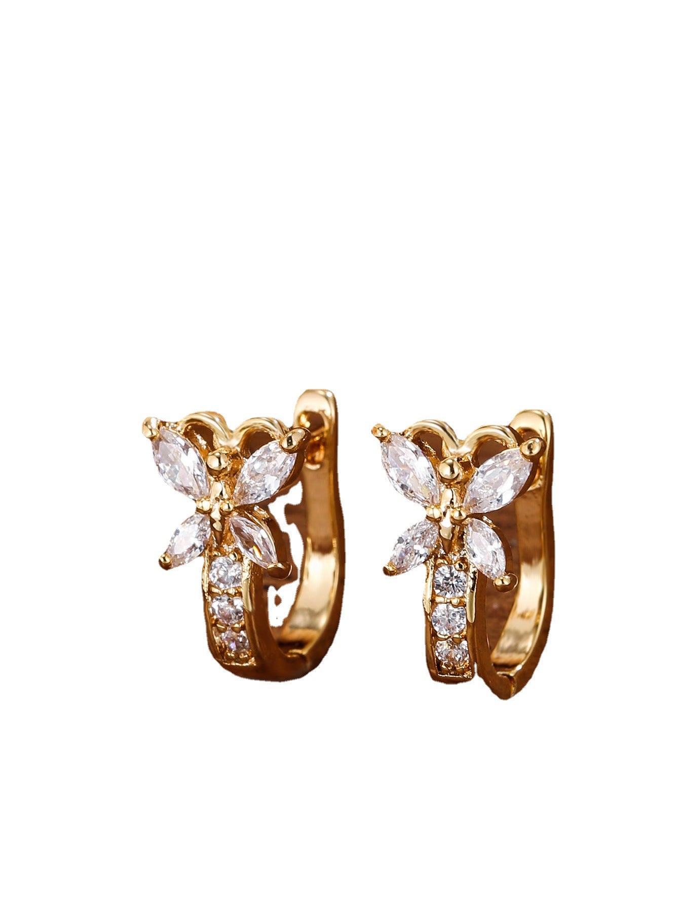 Vintage Butterfly Zircon Ear Clip Earrings