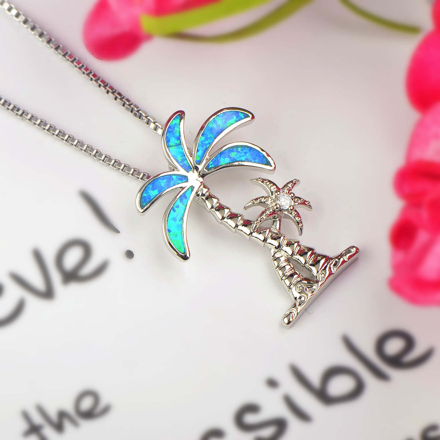 Ocean Series Clavicle Chain Blue Coconut Pendant Opal Necklace