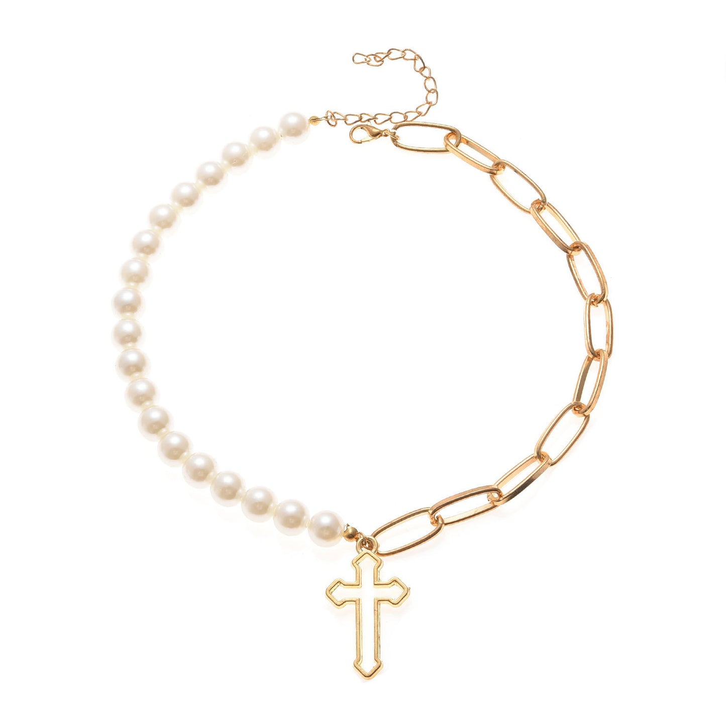 Pearl Cross Necklace – Elegant Fashion Jewelry with Pendant