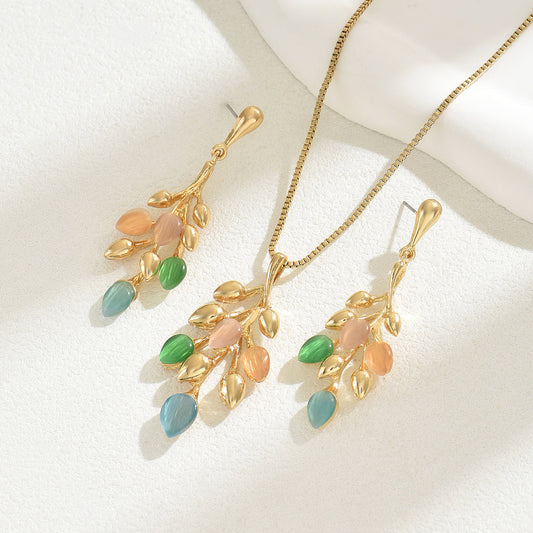 Women's Earrings Necklace Wheat Jewelry Set