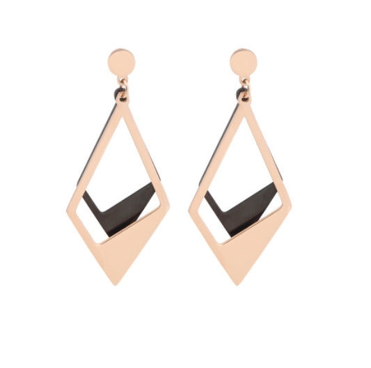 Black Gold Contrasting Geometric Women's Earrings