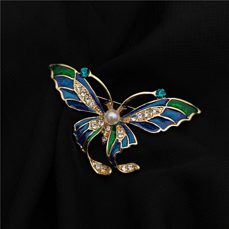 Retro Western Enamel Butterfly Brooch — Court Style