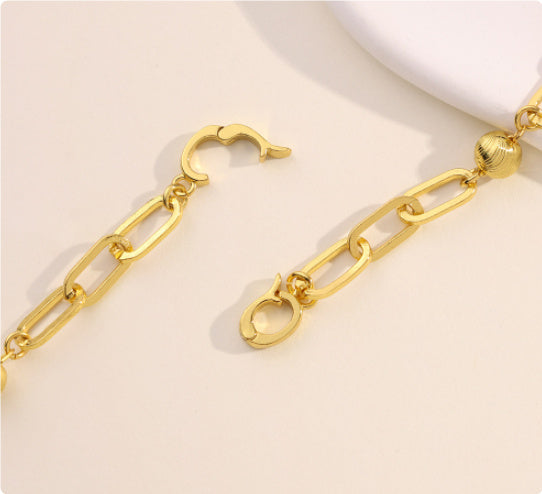 Checkered Cat Eye Pendant with 18K Gold-Plated Chain & Necklace Extension