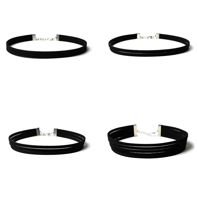 Black Velvet Gothic Choker Necklace Set for Women
