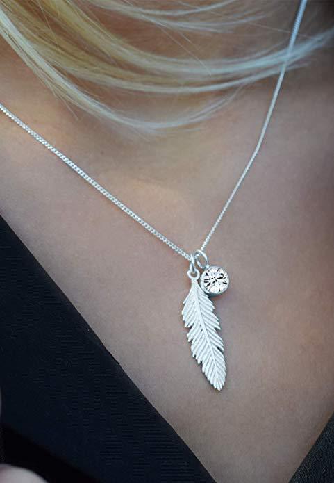 Zinc Alloy European & American Fashion Feather Diamond Pendant Necklace – Trendy Statement Jewelry