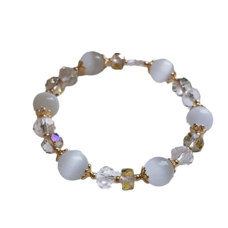Natural White Opal Beaded Bracelet — 10mm Fashion Jewelry