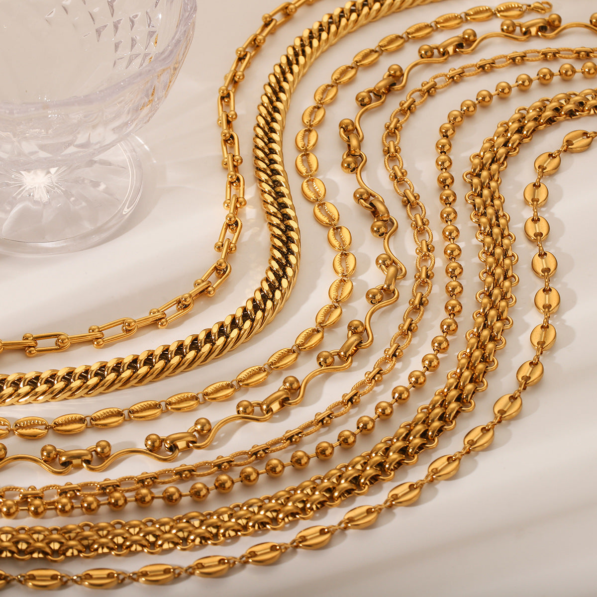 Fashion 18K Gold Plated Handmade Ball Bead Chain