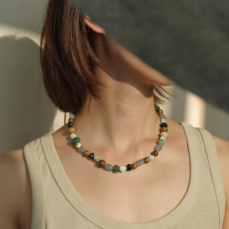 Natural Stone & Agar-wood Necklace