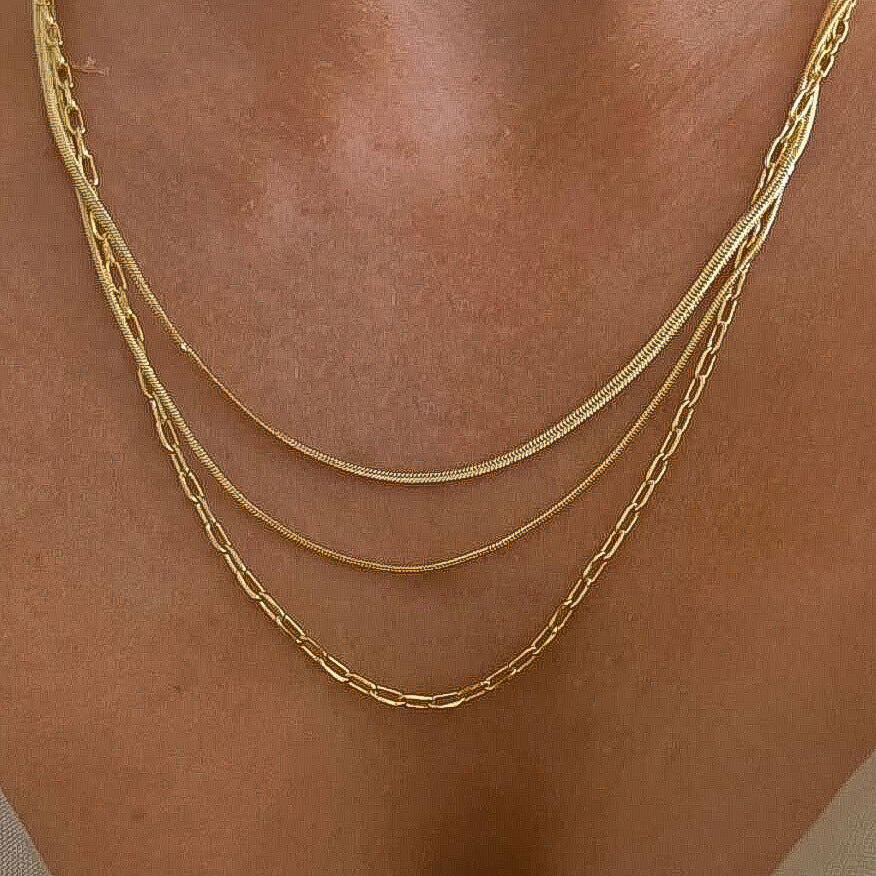 Double Layer Snake Chain Necklace — Gold Choker for Women