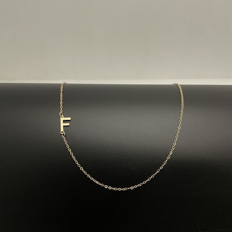 Dainty 14K Gold Plated Sideways Initial Necklace — Cute Name Choker