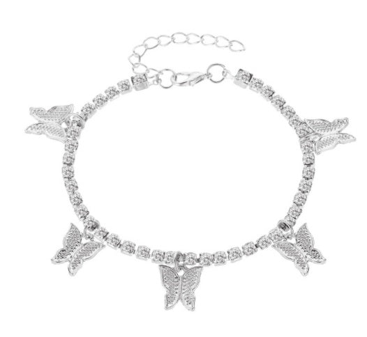 Women's Heart-Shaped Anklet in Antique Silver