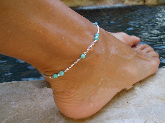 Handmade Beaded Anklet – Geometric Design in Gold or Silver