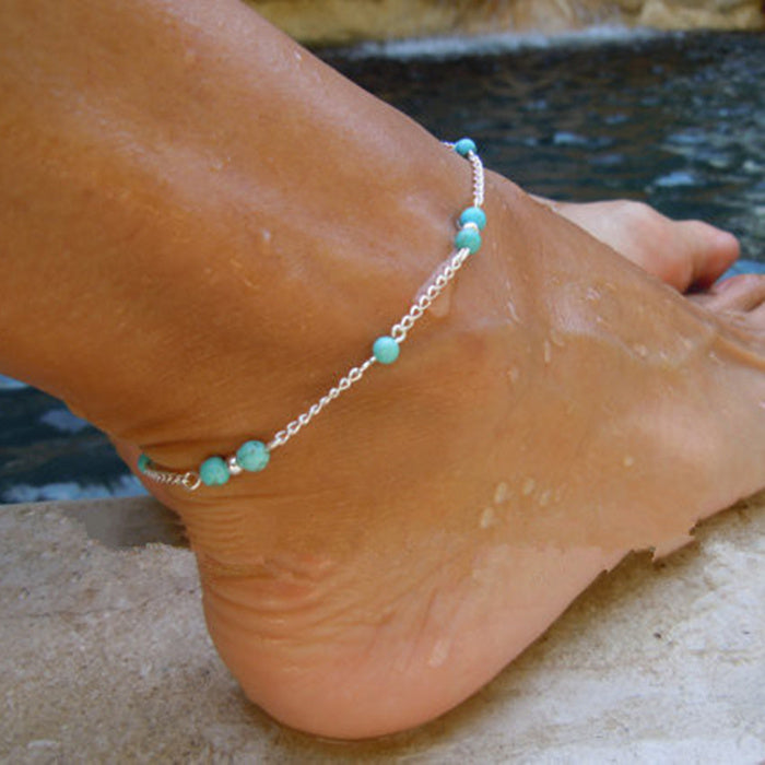 Handmade Beaded Anklet – Geometric Design in Gold or Silver
