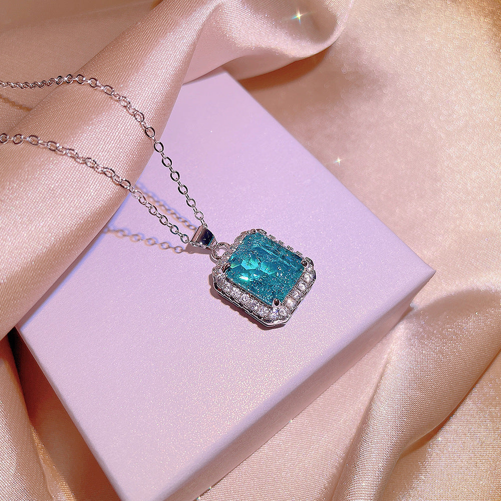 Simulated Paraiba Ring, Ear Studs & Necklace Set – Vibrant Fashion Jewelry
