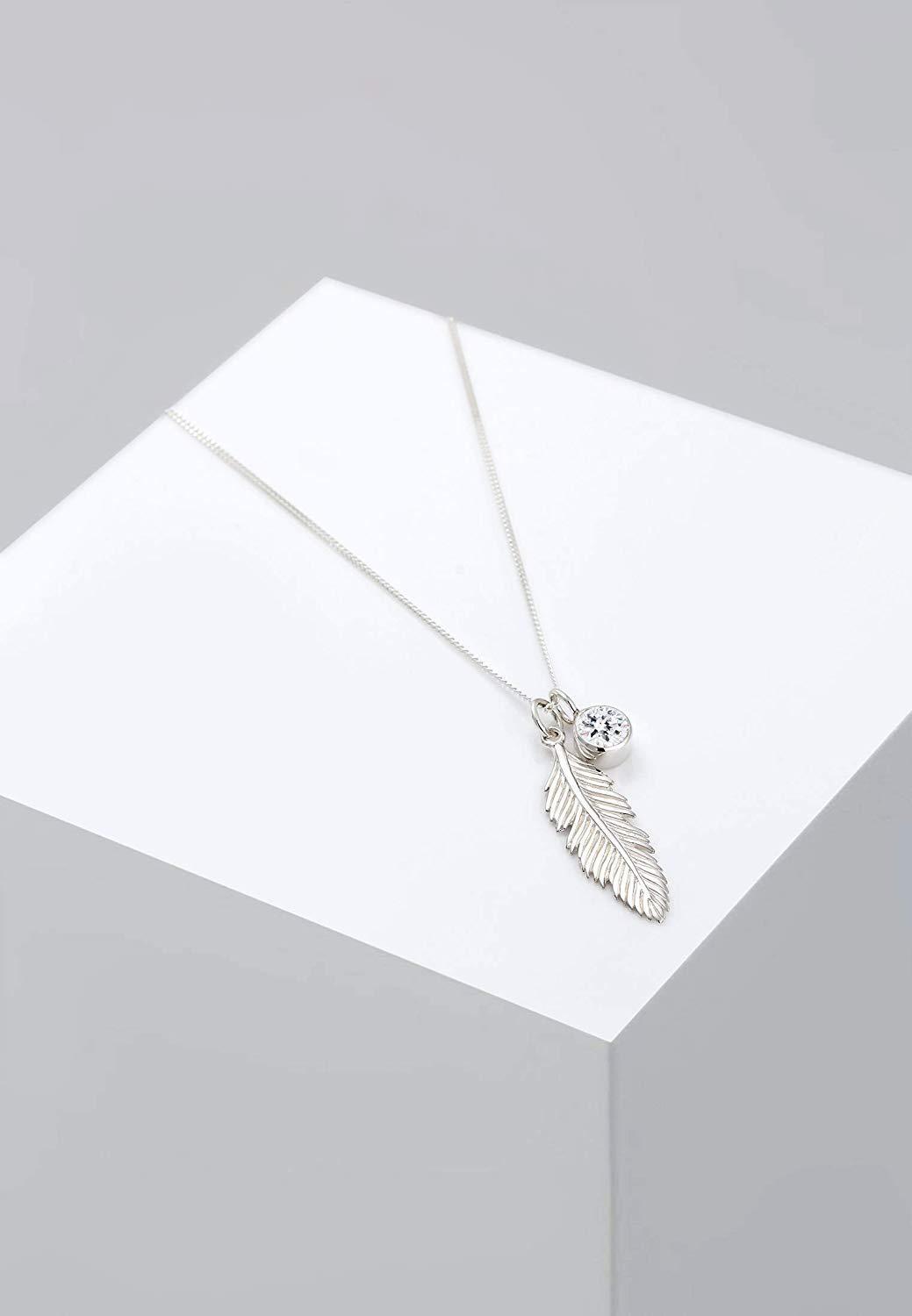 Zinc Alloy European & American Fashion Feather Diamond Pendant Necklace – Trendy Statement Jewelry