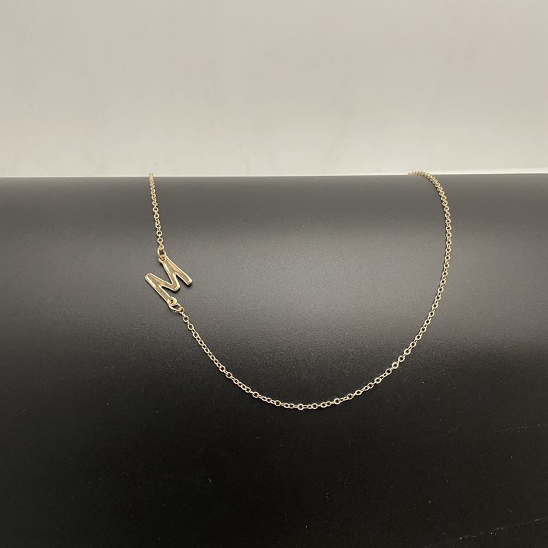 Dainty 14K Gold Plated Sideways Initial Necklace — Cute Name Choker