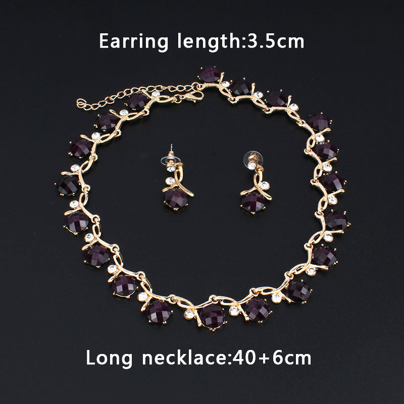 Multi-Color Floral Resin Jewelry Sets – Necklace & Earrings with Alloy and Crystal Accents