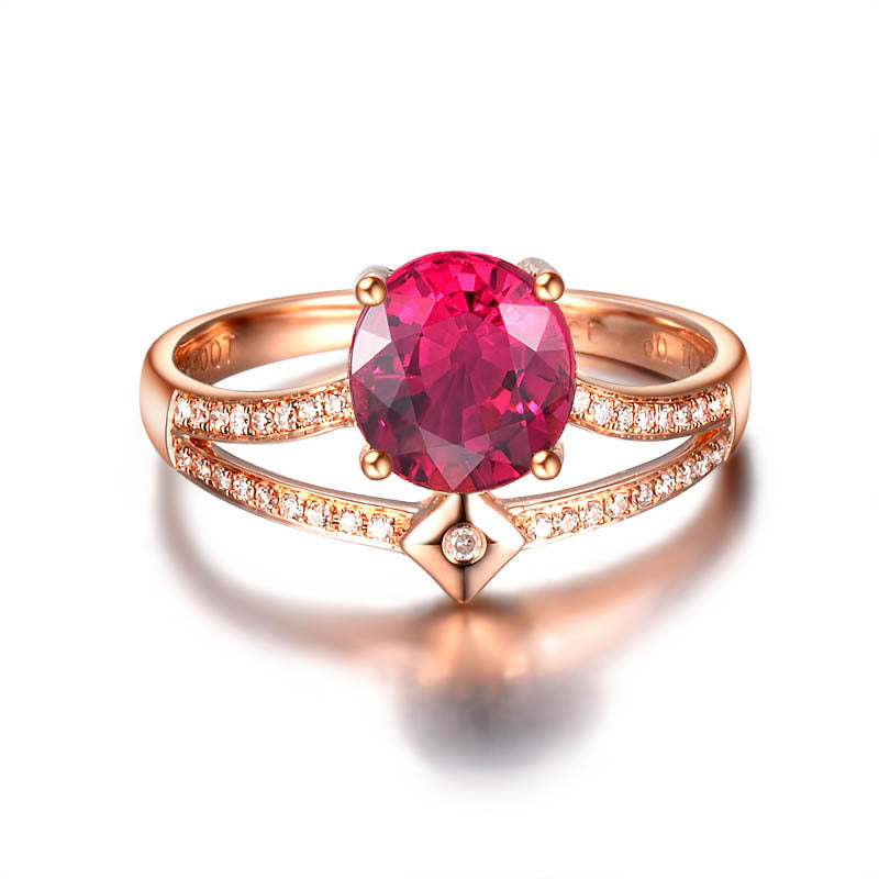 Red & Blue Tourmaline-Colored Gemstone Inlaid Zircon Ring – Elegant Women's Jewelry