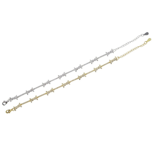 Thorn Inlaid Zircon Punk Bracelet – Gold & Silver Tone Statement Jewelry
