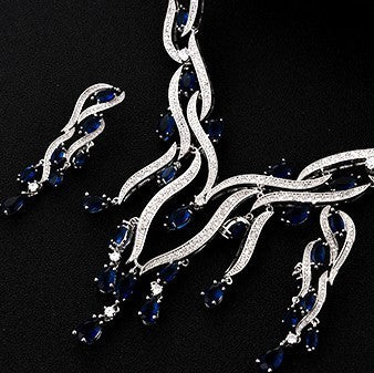 New Crystal & Zircon Jewelry Set with Tassel Pendant – Elegant Fashion Set