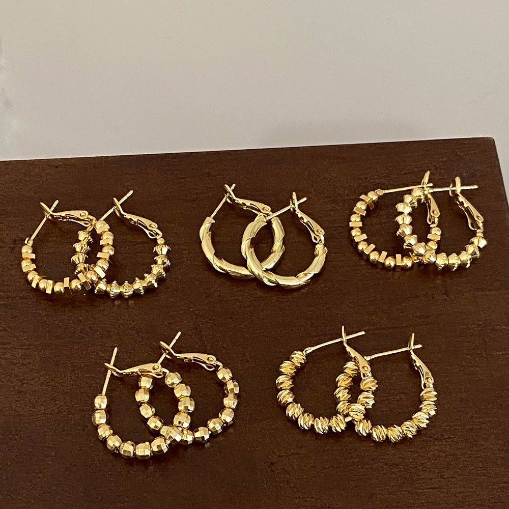 Simple Gold Good Luck Bead Earrings