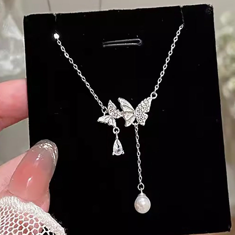 Women’s Korean-Style Tassel Butterfly Necklace – Light Luxury & Unique Minority Design