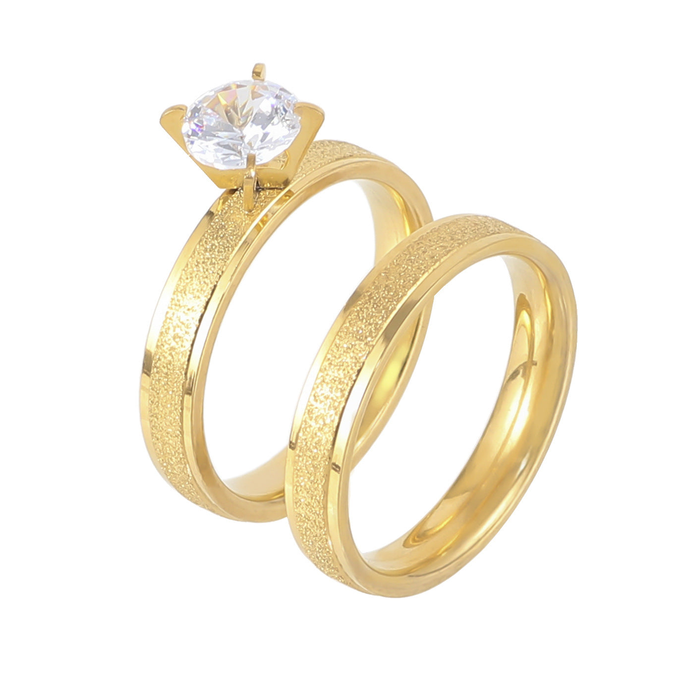 Popular Zircon Frosted Titanium Steel Ring