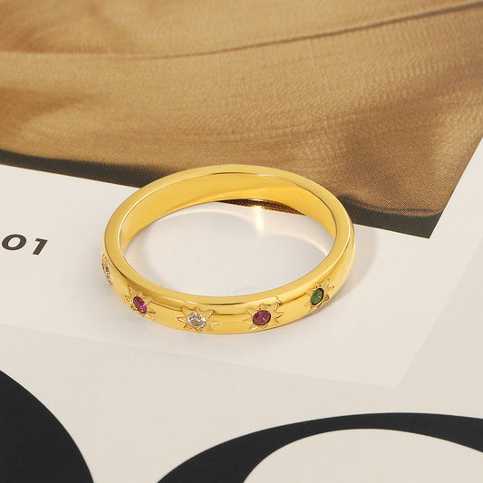 Light Luxury Colorful Crystal XINGX Ring – Unique Minority Style Jewelry