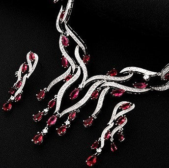 New Crystal & Zircon Jewelry Set with Tassel Pendant – Elegant Fashion Set