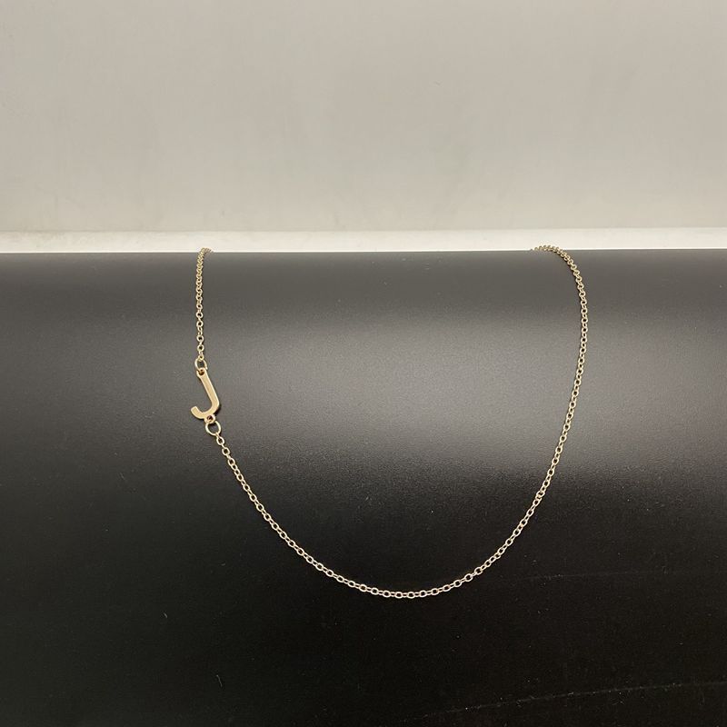 Dainty 14K Gold Plated Sideways Initial Necklace — Cute Name Choker